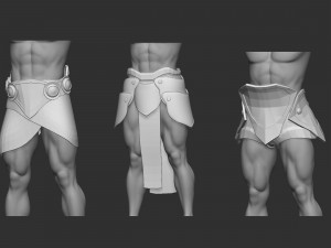 20 Low-poly medieval fantasy waist armor base mesh IMM brush set for Zbrush FBX and OBJ files Modelo 3D