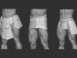 20 Low-poly medieval fantasy waist armor base mesh IMM brush set for Zbrush FBX and OBJ files Modelo 3D
