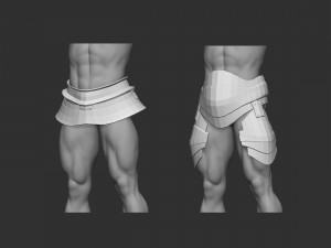 20 Low-poly medieval fantasy waist armor base mesh IMM brush set for Zbrush FBX and OBJ files Modelo 3D
