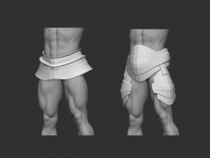 20 Low-poly medieval fantasy waist armor base mesh IMM brush set for Zbrush FBX and OBJ files 3D Model