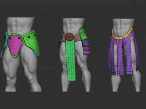 20 Low-poly medieval fantasy waist armor base mesh IMM brush set for Zbrush FBX and OBJ files Modelo 3D