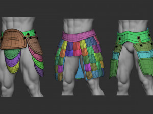 20 Low-poly medieval fantasy waist armor base mesh IMM brush set for Zbrush FBX and OBJ files Modelo 3D