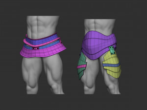 20 Low-poly medieval fantasy waist armor base mesh IMM brush set for Zbrush FBX and OBJ files Modelo 3D
