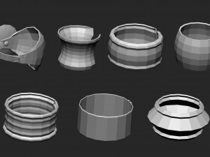 55 Low-poly medieval fantasy arm and hands armor bracers base mesh IMM brush set for Zbrush FBX and Modelo 3D