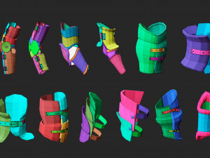 55 Low-poly medieval fantasy arm and hands armor bracers base mesh IMM brush set for Zbrush FBX and Modelo 3D