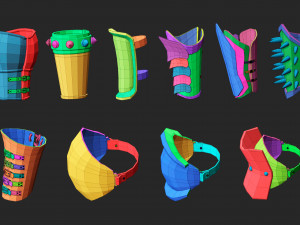 55 Low-poly medieval fantasy arm and hands armor bracers base mesh IMM brush set for Zbrush FBX and Modelo 3D