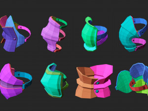 55 Low-poly medieval fantasy arm and hands armor bracers base mesh IMM brush set for Zbrush FBX and Modelo 3D