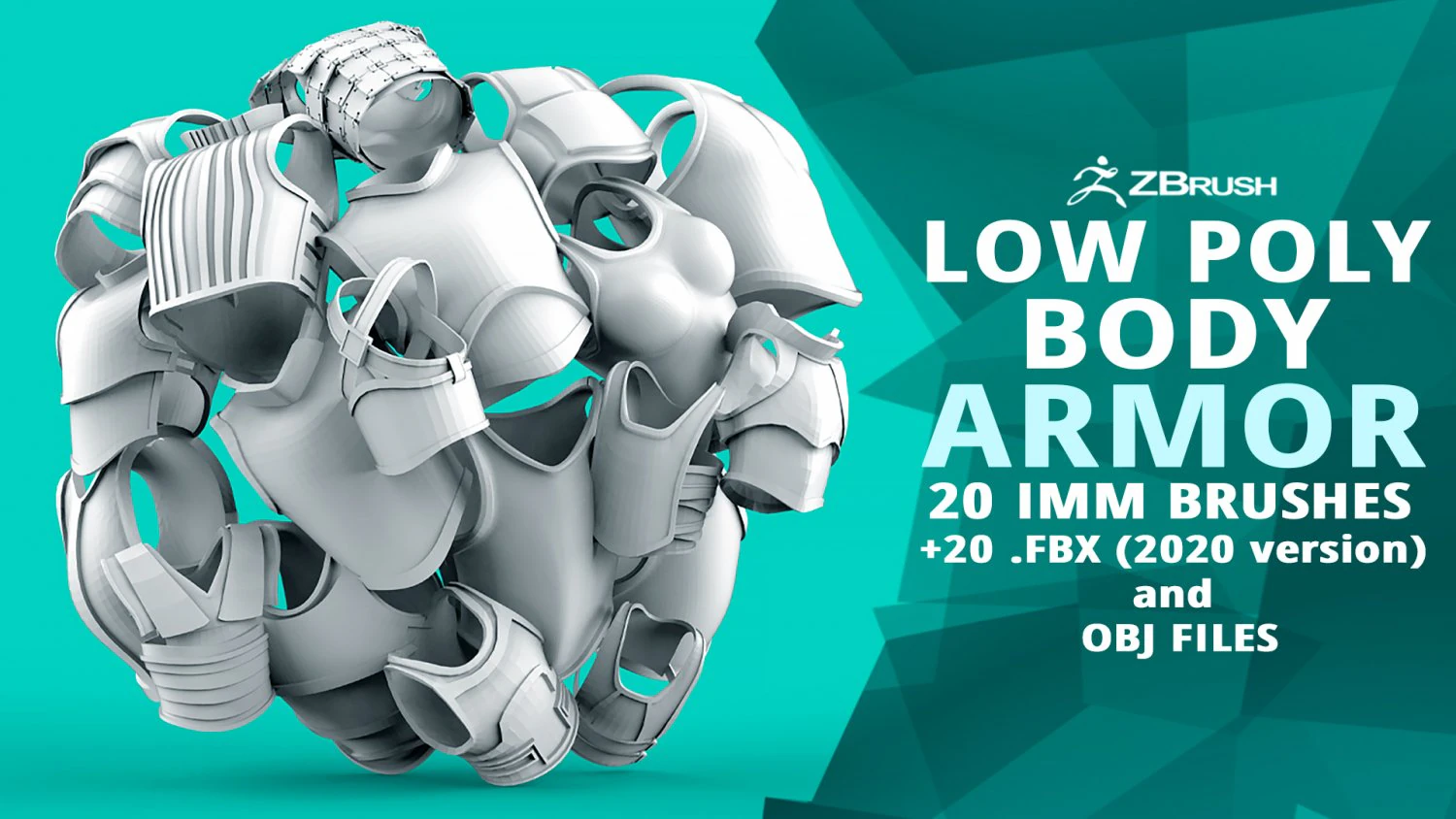 20 Low-poly medieval fantasy body armor base mesh shapes IMM zbrush set and fbx obj files 3D Model .c4d .max .obj .3ds .fbx .stl .blend 