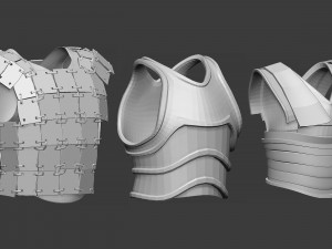 20 Low-poly medieval fantasy body armor base mesh shapes IMM zbrush set and fbx obj files Modèle 3D