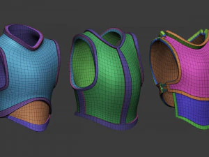 20 Low-poly medieval fantasy body armor base mesh shapes IMM zbrush set and fbx obj files 3D Model