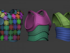 20 Low-poly medieval fantasy body armor base mesh shapes IMM zbrush set and fbx obj files Modèle 3D