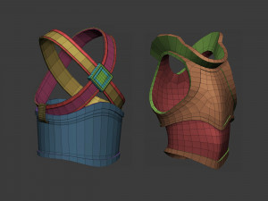 20 Low-poly medieval fantasy body armor base mesh shapes IMM zbrush set and fbx obj files Modèle 3D