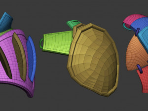 20 Low-poly medieval fantasy shoulder armor base mesh IMM brush set for Zbrush FBX and OBJ files Modelo 3D