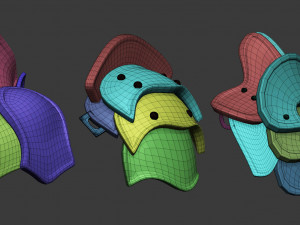 20 Low-poly medieval fantasy shoulder armor base mesh IMM brush set for Zbrush FBX and OBJ files Modelo 3D