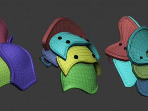 20 Low-poly medieval fantasy shoulder armor base mesh IMM brush set for Zbrush FBX and OBJ files 3D Model