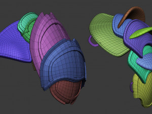 20 Low-poly medieval fantasy shoulder armor base mesh IMM brush set for Zbrush FBX and OBJ files Modelo 3D