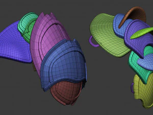 20 Low-poly medieval fantasy shoulder armor base mesh IMM brush set for Zbrush FBX and OBJ files 3D Model