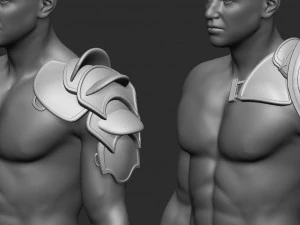 20 Low-poly medieval fantasy shoulder armor base mesh IMM brush set for Zbrush FBX and OBJ files 3D Model
