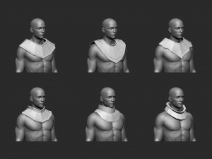 25 Low-poly medieval fantasy neck armor gorget base mesh IMM brush set for Zbrush FBX and OBJ 3Dモデル