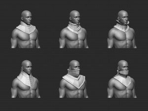 25 Low-poly medieval fantasy neck armor gorget base mesh IMM brush set for Zbrush FBX and OBJ 3Dモデル