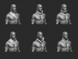 25 Low-poly medieval fantasy neck armor gorget base mesh IMM brush set for Zbrush FBX and OBJ 3Dモデル