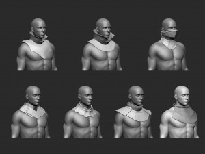 25 Low-poly medieval fantasy neck armor gorget base mesh IMM brush set for Zbrush FBX and OBJ 3Dモデル