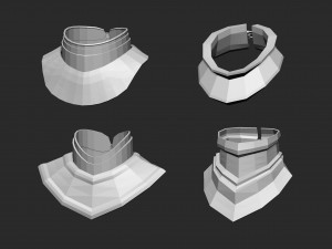 25 Low-poly medieval fantasy neck armor gorget base mesh IMM brush set for Zbrush FBX and OBJ 3Dモデル