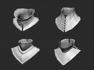 25 Low-poly medieval fantasy neck armor gorget base mesh IMM brush set for Zbrush FBX and OBJ 3Dモデル