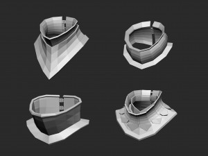 25 Low-poly medieval fantasy neck armor gorget base mesh IMM brush set for Zbrush FBX and OBJ 3Dモデル