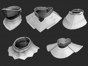 25 Low-poly medieval fantasy neck armor gorget base mesh IMM brush set for Zbrush FBX and OBJ 3Dモデル