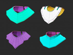 25 Low-poly medieval fantasy neck armor gorget base mesh IMM brush set for Zbrush FBX and OBJ 3Dモデル