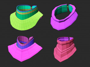 25 Low-poly medieval fantasy neck armor gorget base mesh IMM brush set for Zbrush FBX and OBJ 3Dモデル