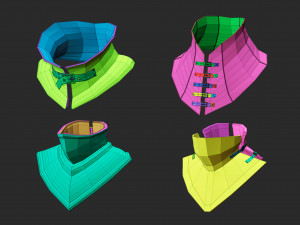 25 Low-poly medieval fantasy neck armor gorget base mesh IMM brush set for Zbrush FBX and OBJ 3Dモデル