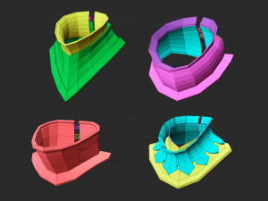 25 Low-poly medieval fantasy neck armor gorget base mesh IMM brush set for Zbrush FBX and OBJ 3Dモデル
