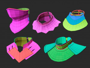 25 Low-poly medieval fantasy neck armor gorget base mesh IMM brush set for Zbrush FBX and OBJ 3Dモデル