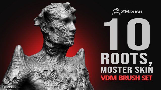 Free 10 roots texture or monster skin vdm brush set for Zbrush 3D 모델 .c4d .max .obj .3ds .fbx .stl .blend 