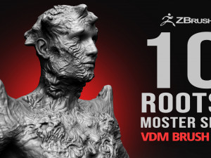 Free 10 roots texture or monster skin vdm brush set for Zbrush 3D Model