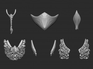 30 Low-poly moustache and beard base mesh IMM brush set for Zbrush FBX and OBJ files Modèle 3D