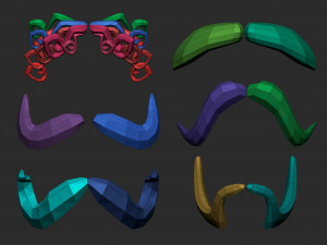 30 Low-poly moustache and beard base mesh IMM brush set for Zbrush FBX and OBJ files Modèle 3D