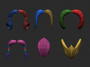 30 Low-poly moustache and beard base mesh IMM brush set for Zbrush FBX and OBJ files Modèle 3D