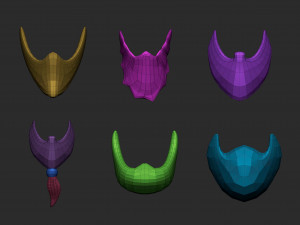 30 Low-poly moustache and beard base mesh IMM brush set for Zbrush FBX and OBJ files Modèle 3D
