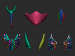 30 Low-poly moustache and beard base mesh IMM brush set for Zbrush FBX and OBJ files Modèle 3D