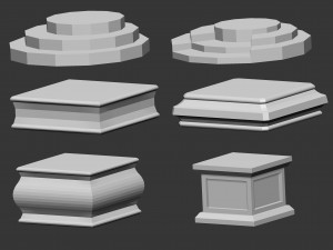 50 Low poly statue pedestal and podium base mesh IMM brush set for Zbrush FBX and OBJ files Model 3D