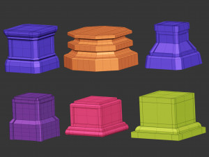 50 Low poly statue pedestal and podium base mesh IMM brush set for Zbrush FBX and OBJ files Model 3D