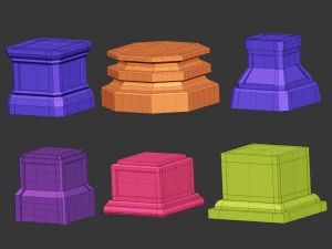 50 Low poly statue pedestal and podium base mesh IMM brush set for Zbrush FBX and OBJ files 3D Model