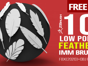 10 Low poly feather IMM brush set for Zbrush FBX and OBJ files 3D-Modell