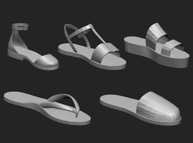 65 Low poly shoe footwear base mesh and parts IMM brush set for