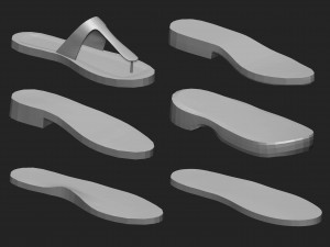 65 Low poly shoe footwear base mesh and parts IMM brush set for Zbrush Fbx and OBJ files 3D Model