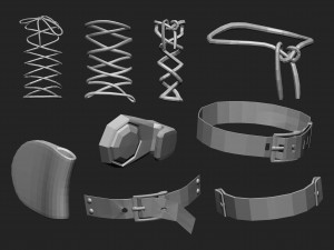65 Low poly shoe footwear base mesh and parts IMM brush set for Zbrush Fbx and OBJ files 3D Model