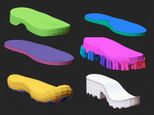 65 Low poly shoe footwear base mesh and parts IMM brush set for Zbrush Fbx and OBJ files 3D Model